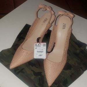 Zara Shoes - Brand New Zara Woven Slingback Heel Zara Shoes - Brand New Zara Woven Slingback Heel